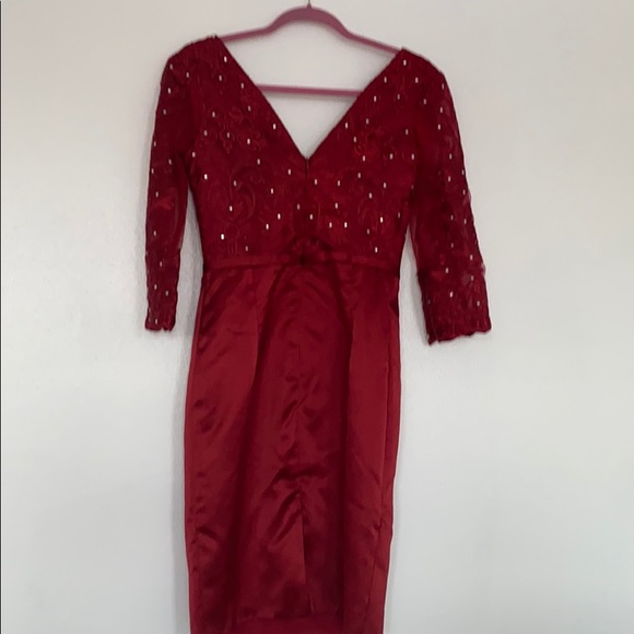 JJ's house mother of bride sheath lace satin dress - Picture 8 of 10